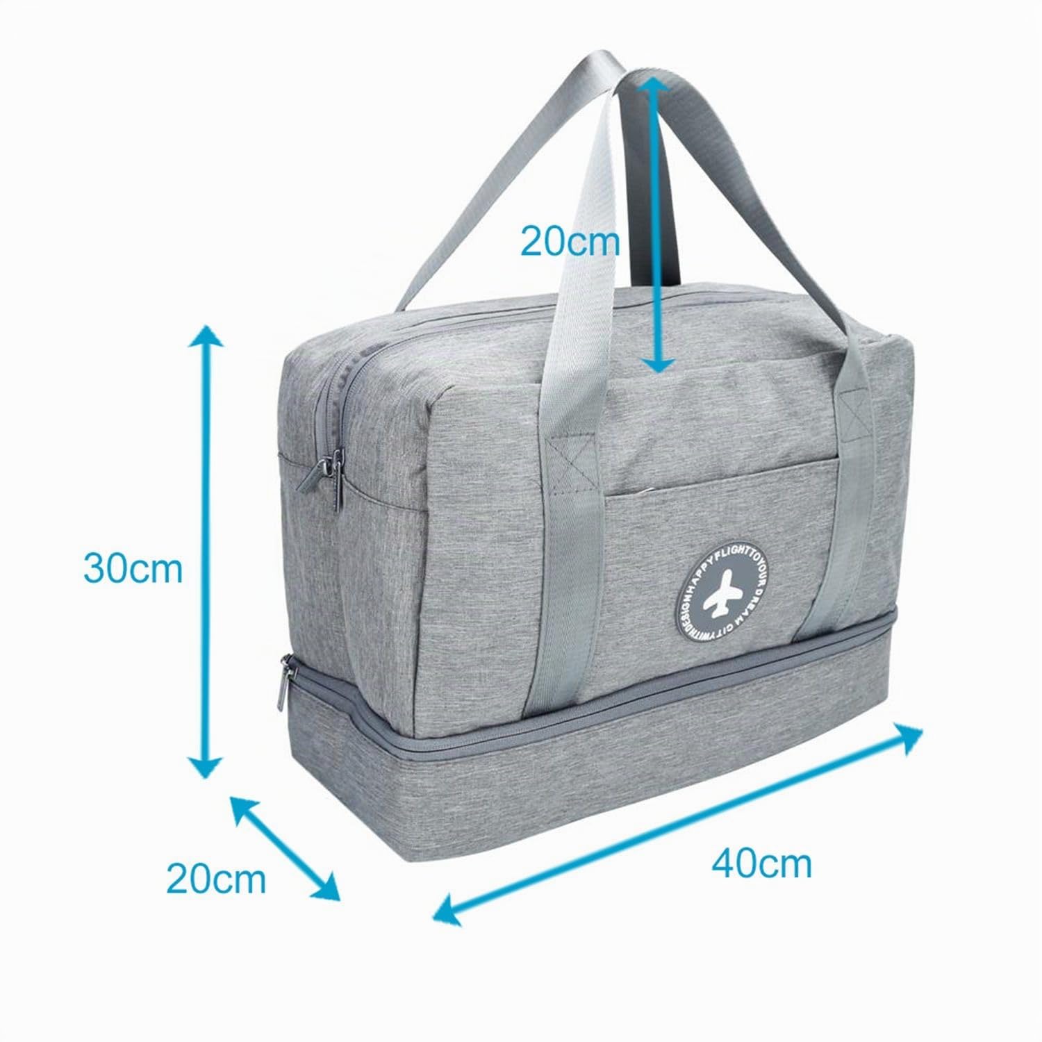 Intirilife Reisetasche Grau 40x17x30 cm wasserabweisend