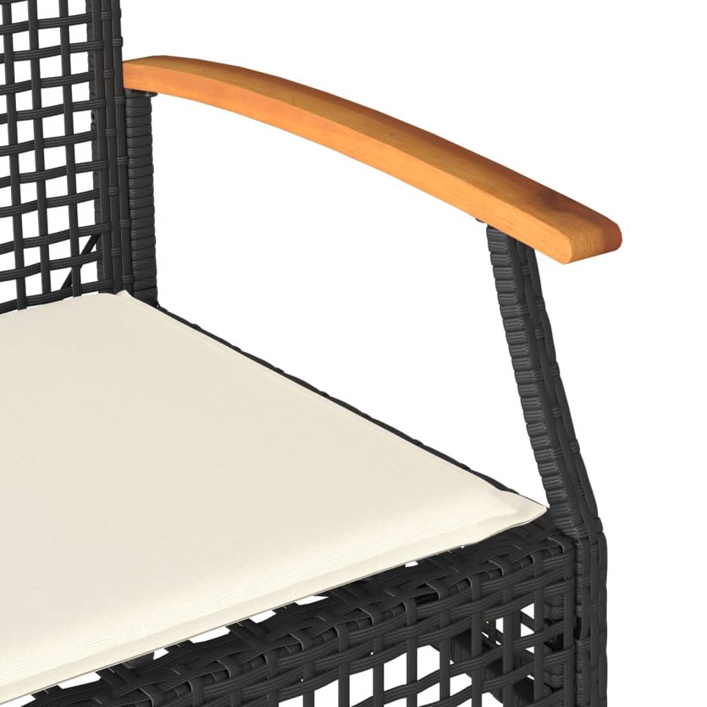 vidaXL Heim & Garten Gartenbank Schwarz Poly Rattan mit Kissen