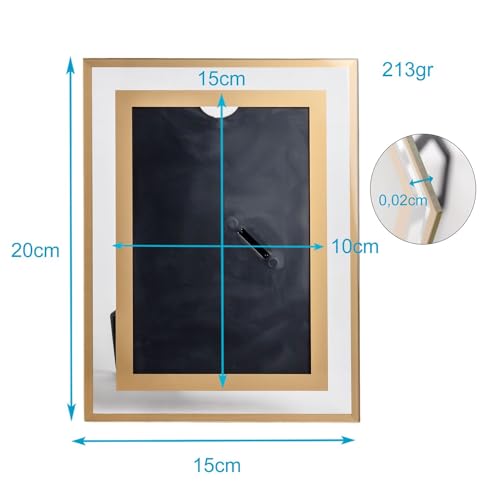 Intirilife Bilderrahmen Gold Glas 10x15 cm Geschenkrahmen