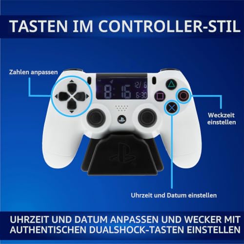Paladone Playstation Controller Wecker PP8342PS Weiß LCD