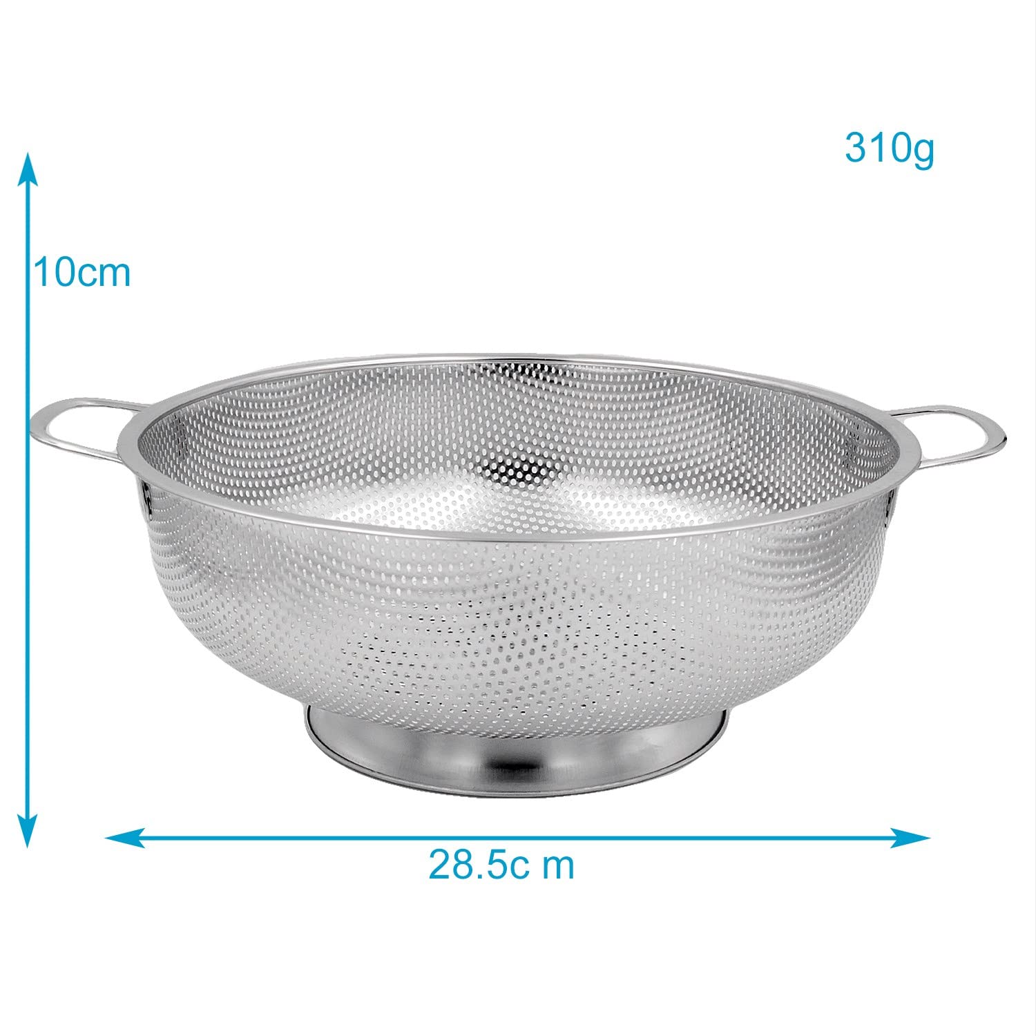 Intirilife Sieb Edelstahl Küchensieb mit Griffen 28,5 cm