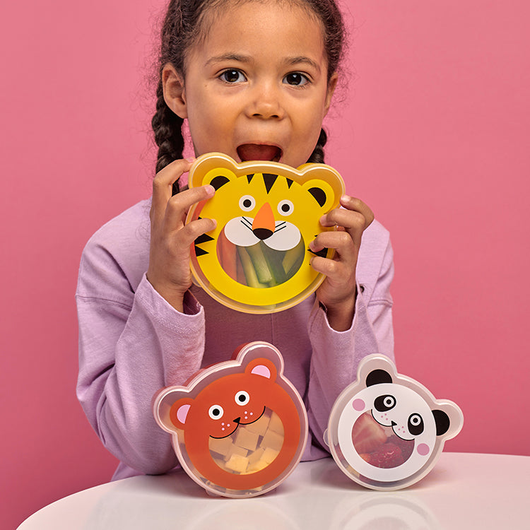 Kikkerland Kidoki On the Go Snackbox 3er Set mit Sichtfenster