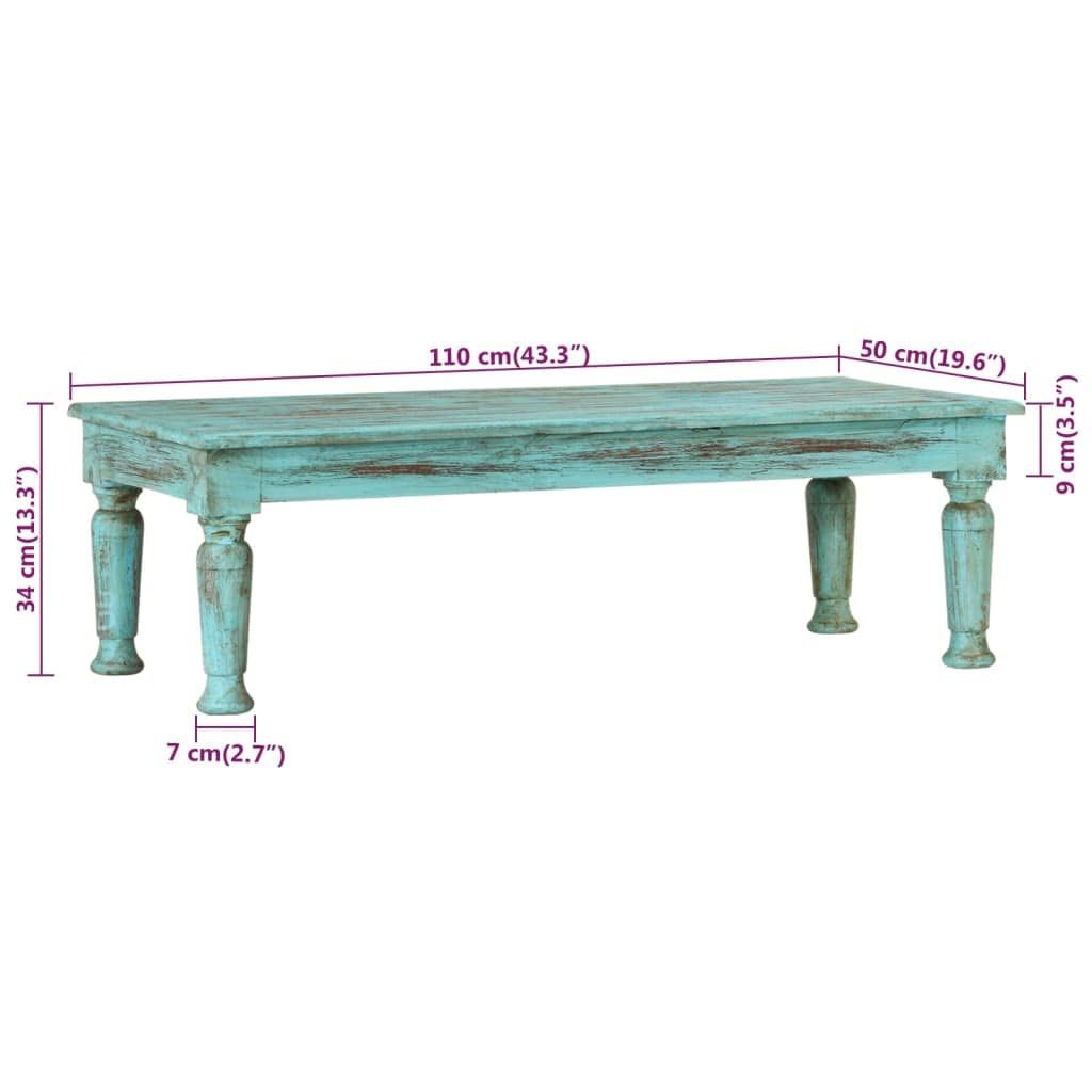vidaXL Möbel Couchtisch Altholz massiv 110x50x34cm Antik