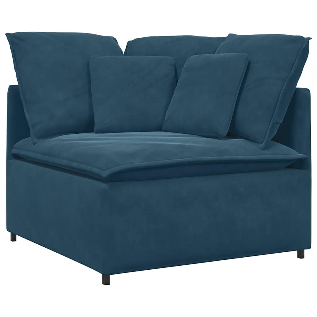 vidaXL Modulares Sofa Samt Blau mit Fußhocker Kissen Couch