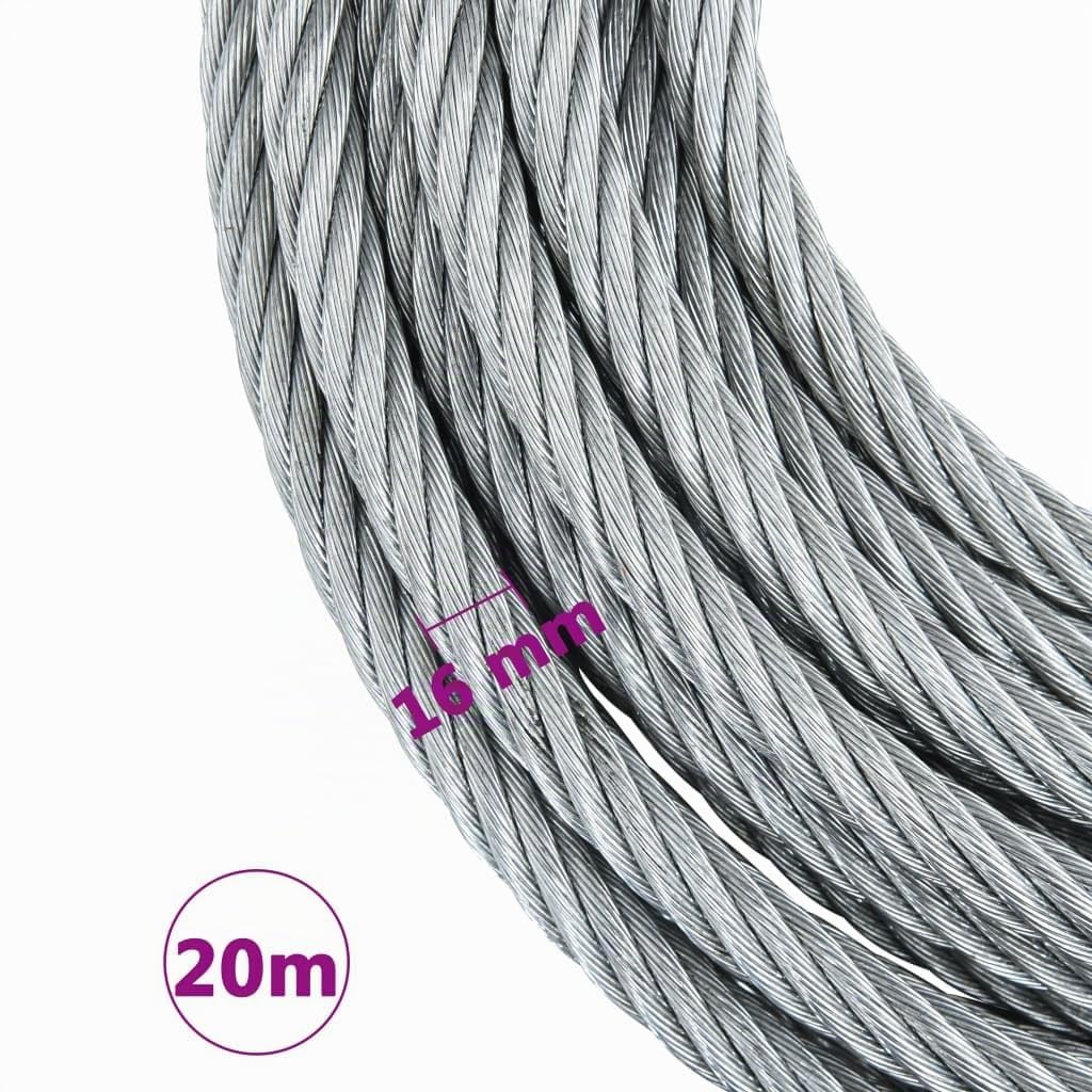 vidaXL Drahtseil 20m verzinkt 1600kg mit Haken Windenseil