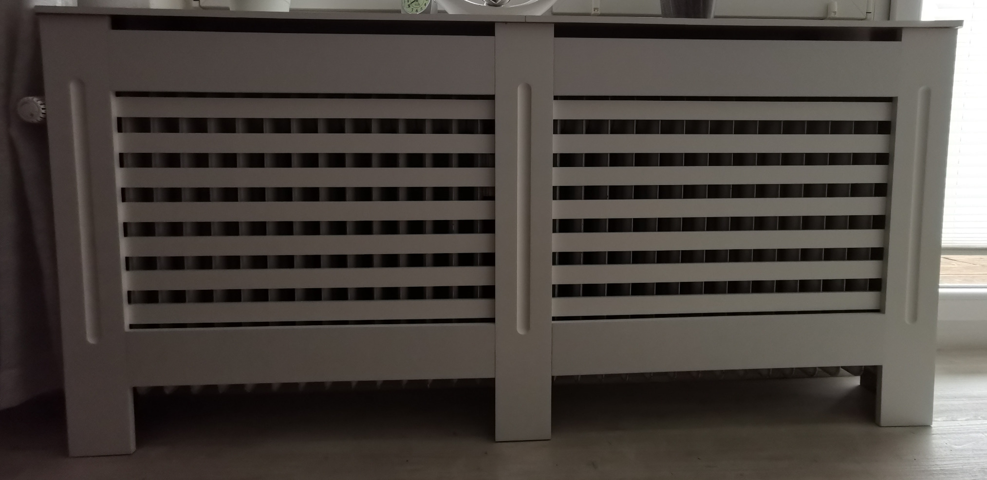 vidaXL Heimwerkerbedarf Heizkörperabdeckung 112 cm Weiß MDF