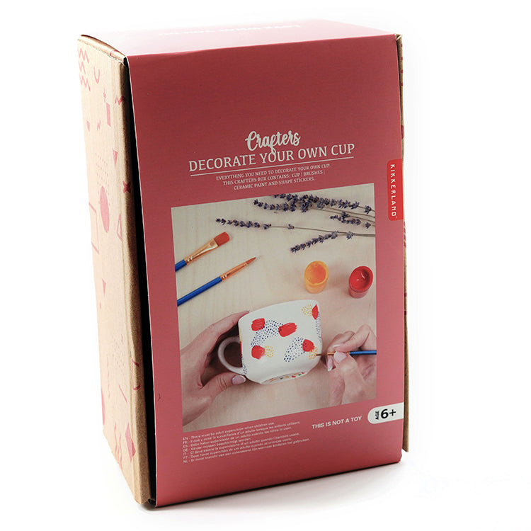 Kikkerland Crafters Tasse Bemalen Set Keramik mit Farbe Pinsel
