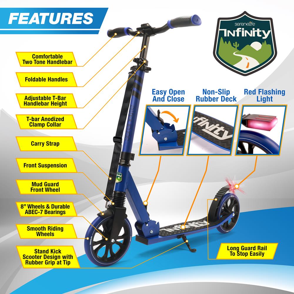 Serenelife Scooters Tretroller klappbar Blau Alu