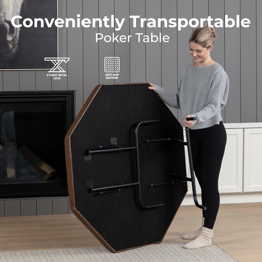 Serenelife Pokertisch Klappbar 8 Spieler Achteckig Schwarz