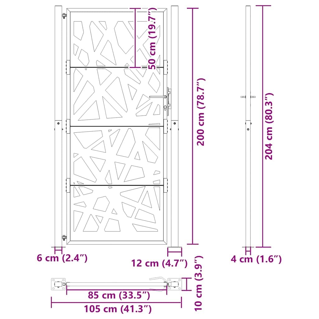 vidaXL Heim & Garten Gartentor 100x200 cm Cortenstahl