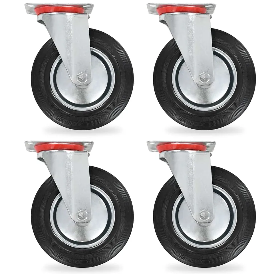 vidaXL Lenkrollen 200 mm Möbelrollen 4 Stk. Gummi Eisen