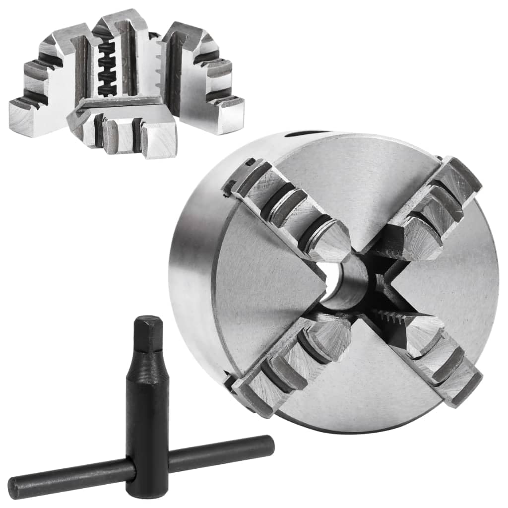 vidaXL Drehfutter 4-Backen Selbstzentrierend 80 mm Stahl