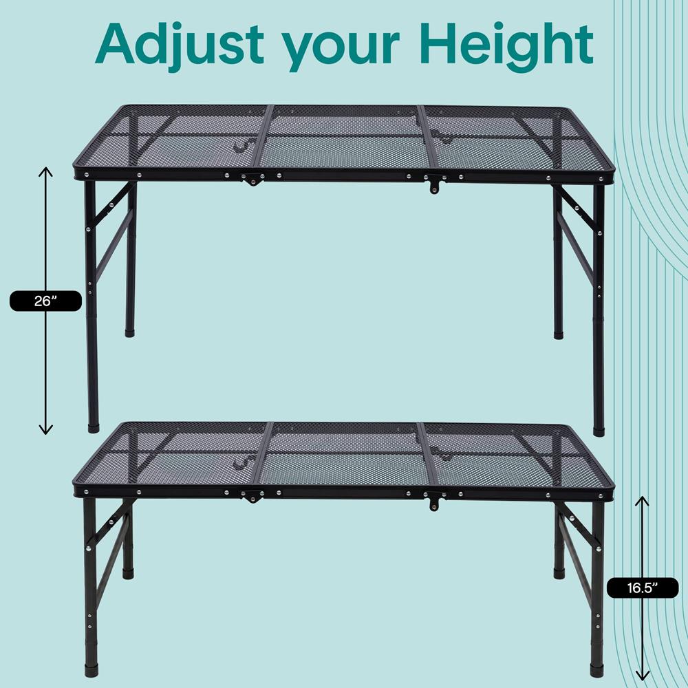 Serenelife Camping Campingtisch 4Ft schwarz 122 cm höhenverstellbar