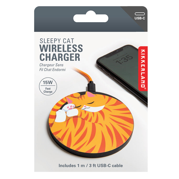 Kikkerland Sleepy Cat Wireless Charger Katzen Ladepad
