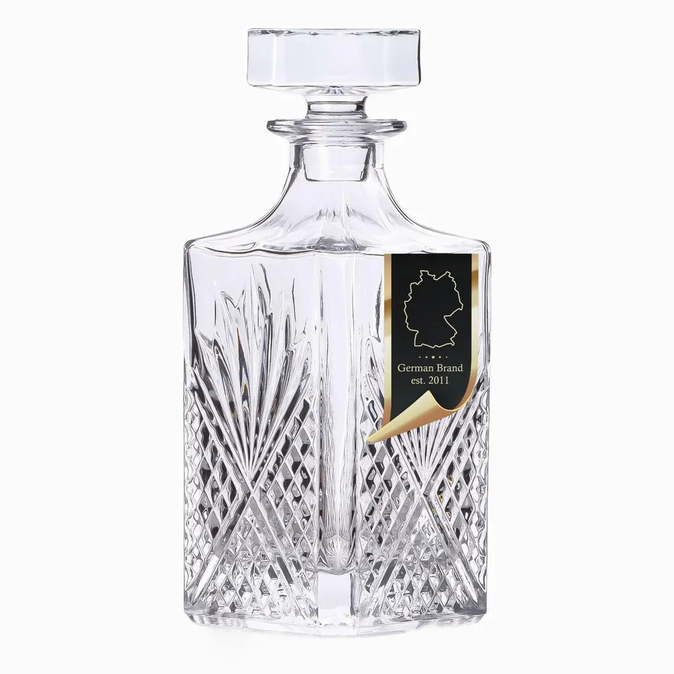 Intirilife Whisky Karaffe 800 ml Glaskaraffe mit Stopfen Schliff