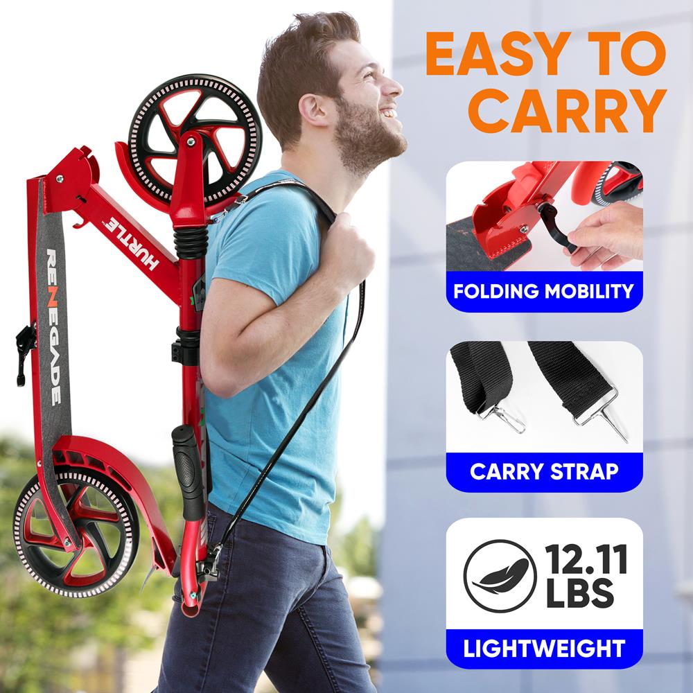 Serenelife Kick Scooter Roller klappbar Rot Alu-Deck