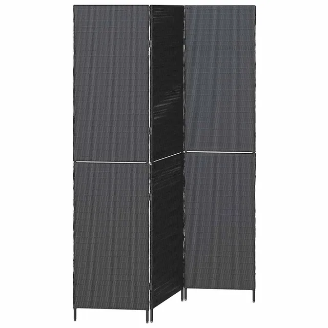 vidaXL Raumteiler 146x180 cm Schwarz Poly-Rattan Paravent