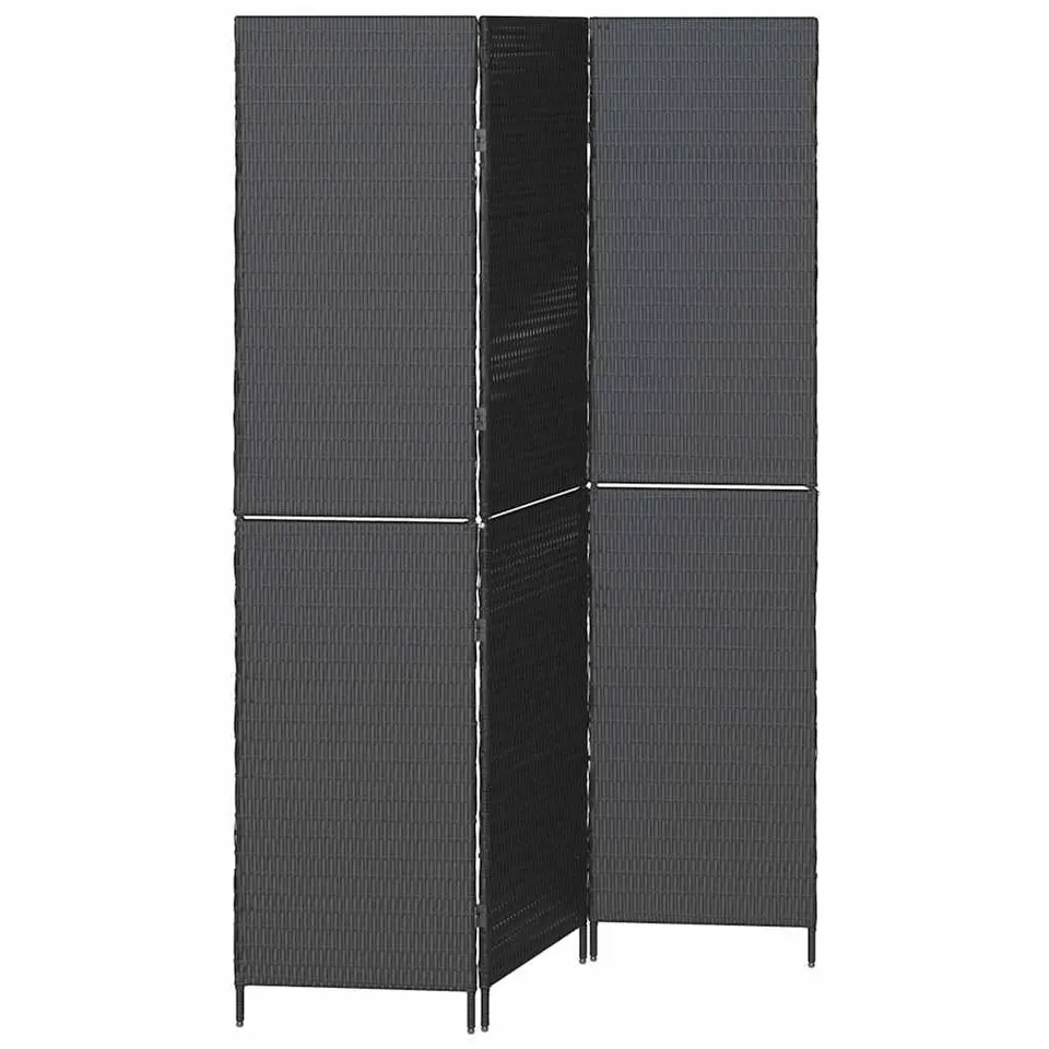 vidaXL Raumteiler 146x180 cm Schwarz Poly-Rattan Paravent