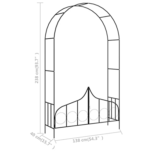 vidaXL Rosenbogen mit Tor 138x40x238 cm Eisen Schwarz