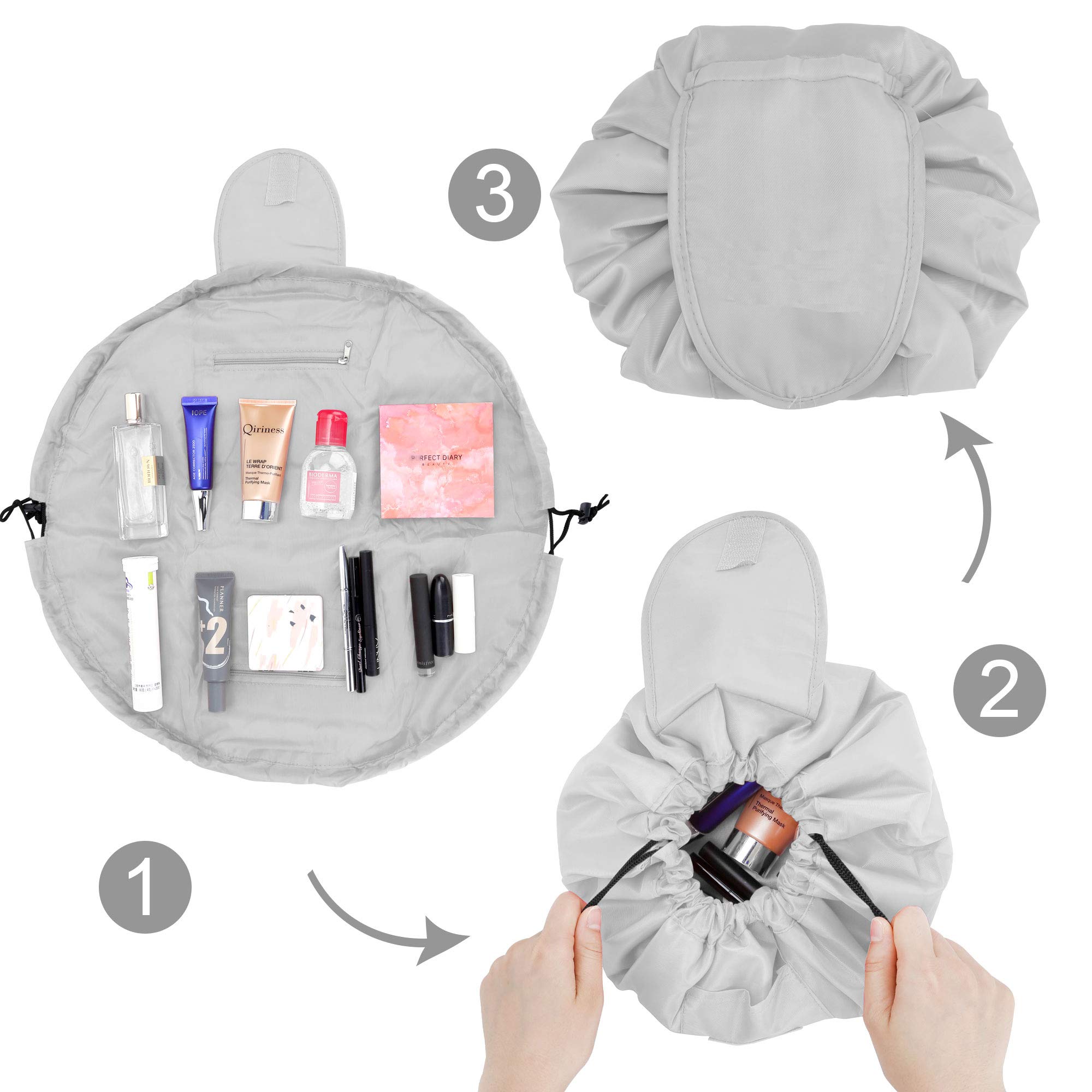 Intirilife Kosmetiktasche Hellgrau 62x54cm Kordelzug