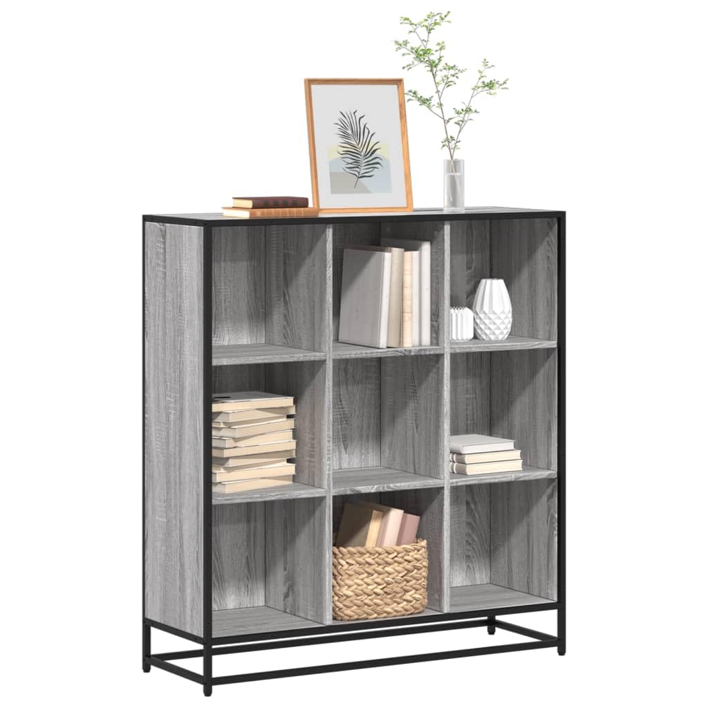 vidaXL Möbel Bücherregal 97,5cm Grau Sonoma Holz Metall