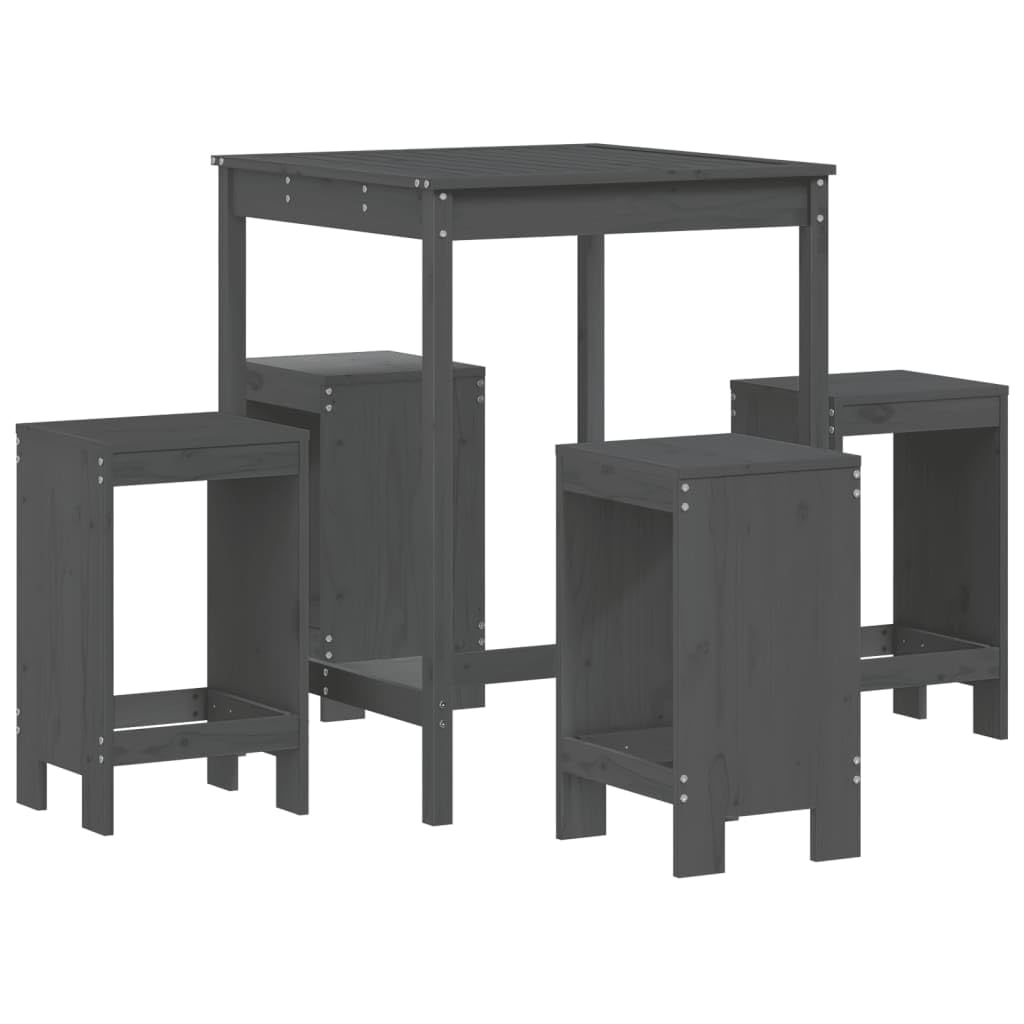 vidaXL Heim & Garten 5-tlg. Gartenbar-Set Holz Grau ohne Lehne