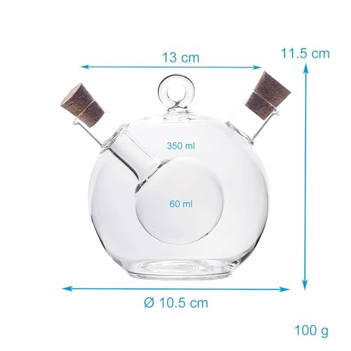 Intirilife Küche Essig- Ölspender Glas 2-in-1 350ml Korken