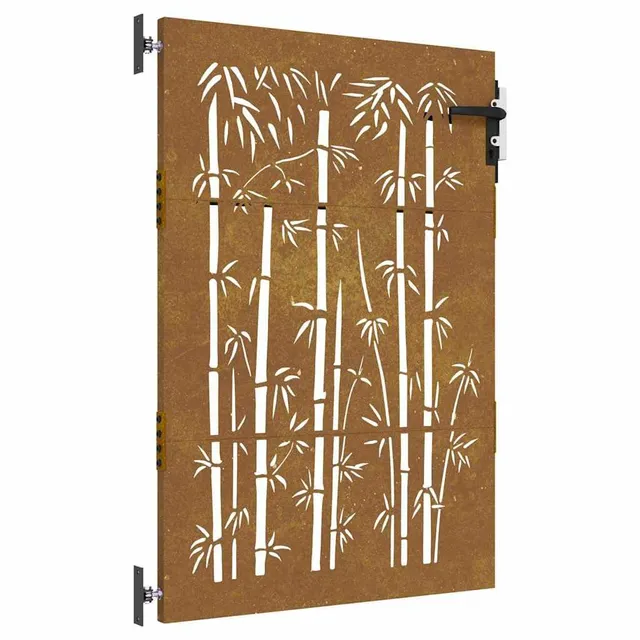 vidaXL Gartentor 85x125 cm Cortenstahl Bambus Rost Abschließbar