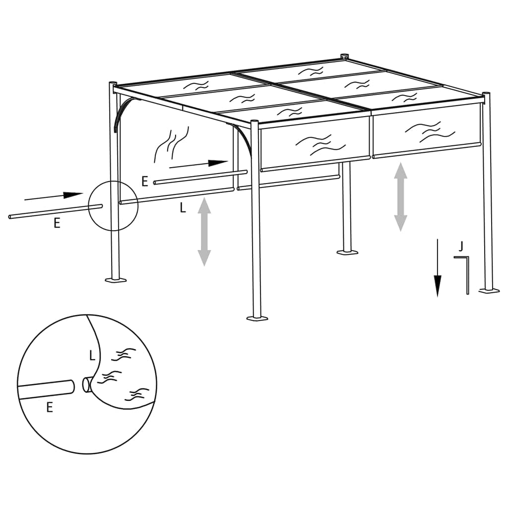 vidaXL Heim & Garten Pergola 3x3m Taupe Schiebedach Pavillon