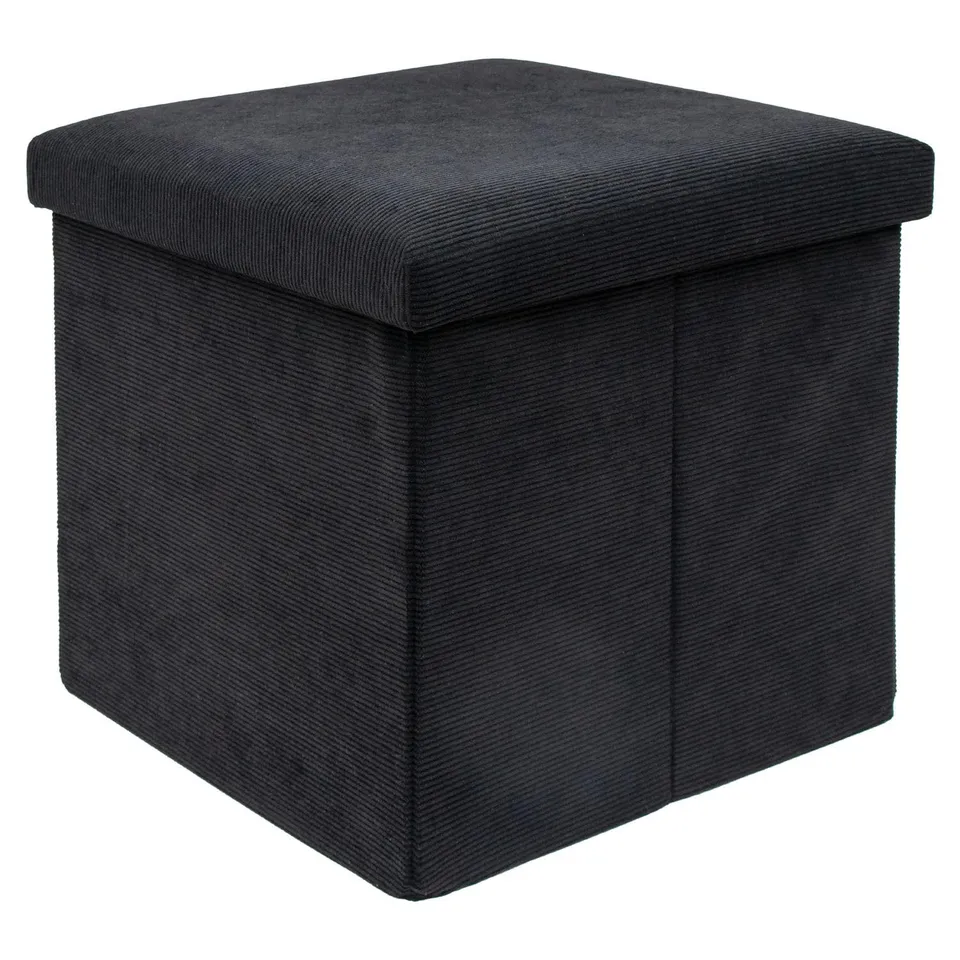 Intirilife Sitzhocker Sitzwürfel 38x38x38 Schwarz Cord Stauraum