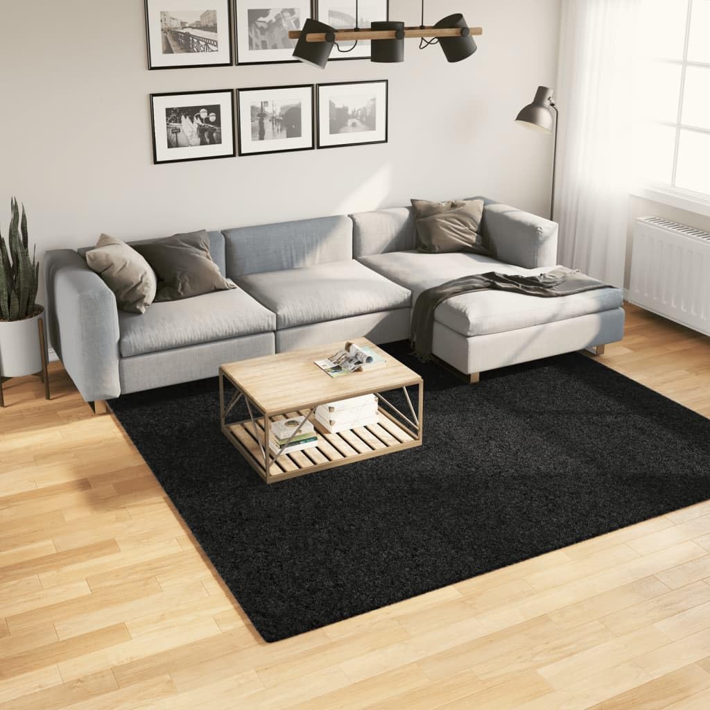 vidaXL Teppich Oviedo Kurzflor schwarz 240x240 cm