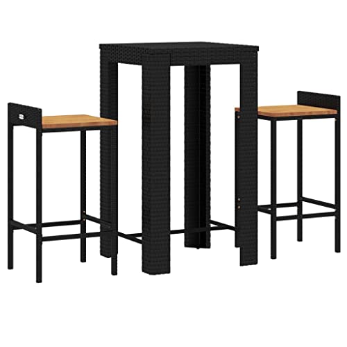 vidaXL Heim & Garten 3-tlg. Gartenbar-Set schwarz Akazie