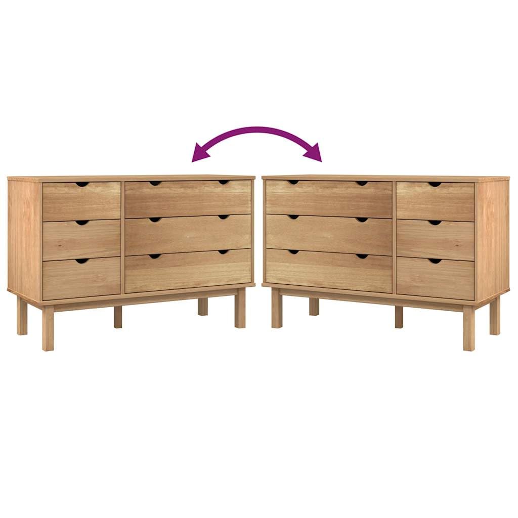 vidaXL Möbel OTTA Schubladenkommode Massivholz braun 111cm