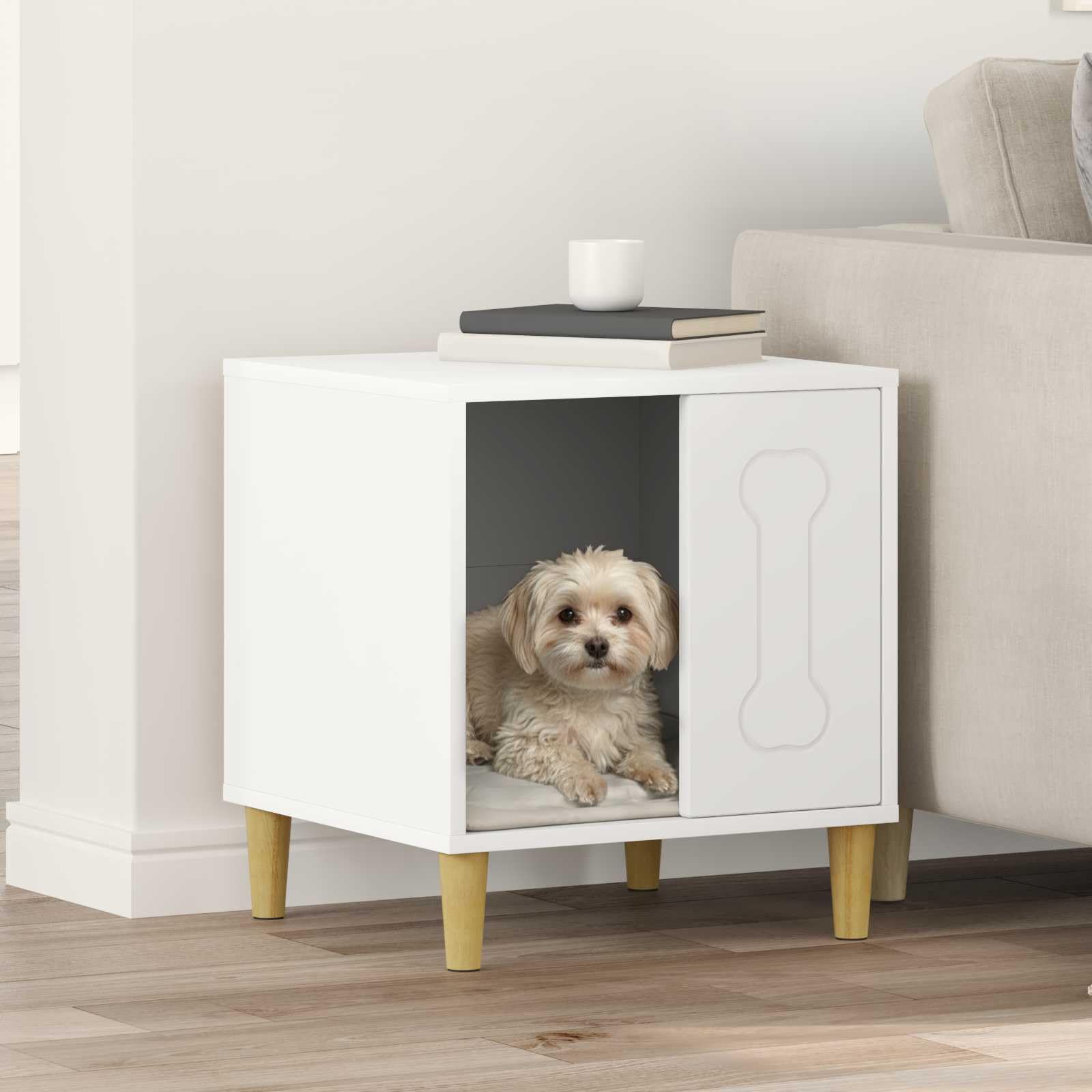vidaXL Tierbedarf Hundehütte Weiß Holzwerkstoff 44x42x49 cm