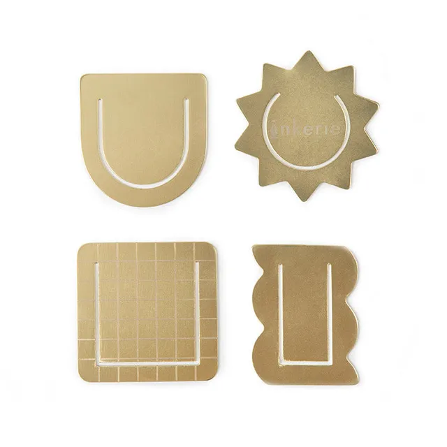 Kikkerland Inkerie 3 in 1 Metal Paper Clips Messing 4er