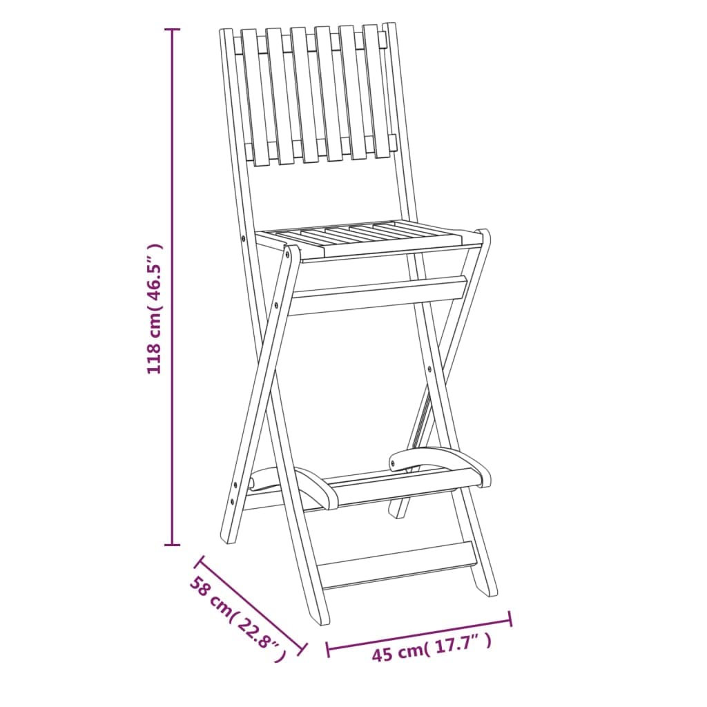 vidaXL Heim & Garten Gartenbar-Set Akazie 3-TLG klappbar