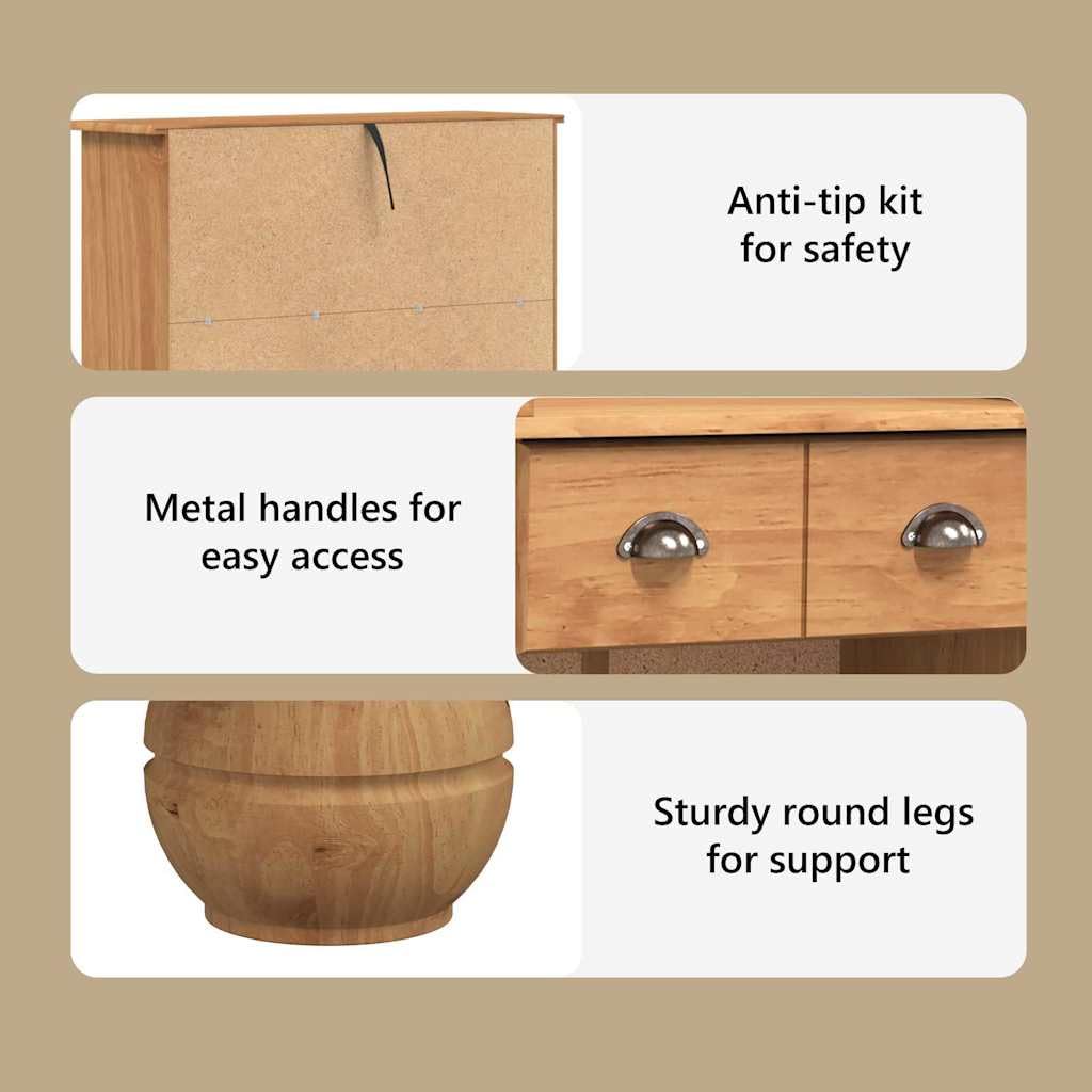 vidaXL Möbel Weinschrank ASKIM Honigwachs Kiefer 114 cm