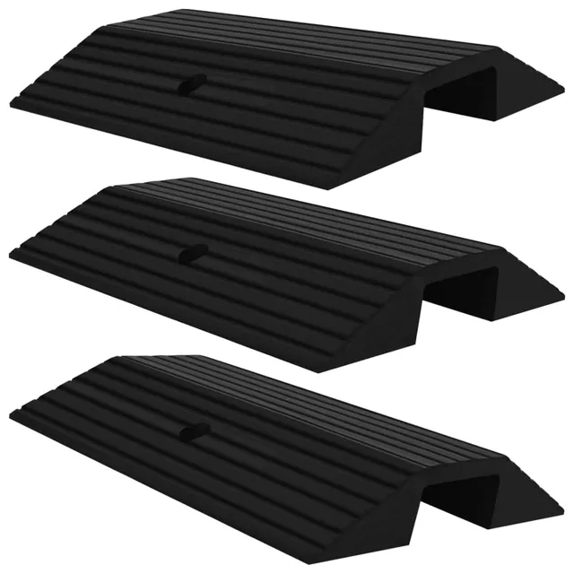vidaXL Möbel Schwellenrampe 3er-Set Gummi schwarz 49x40x8 cm