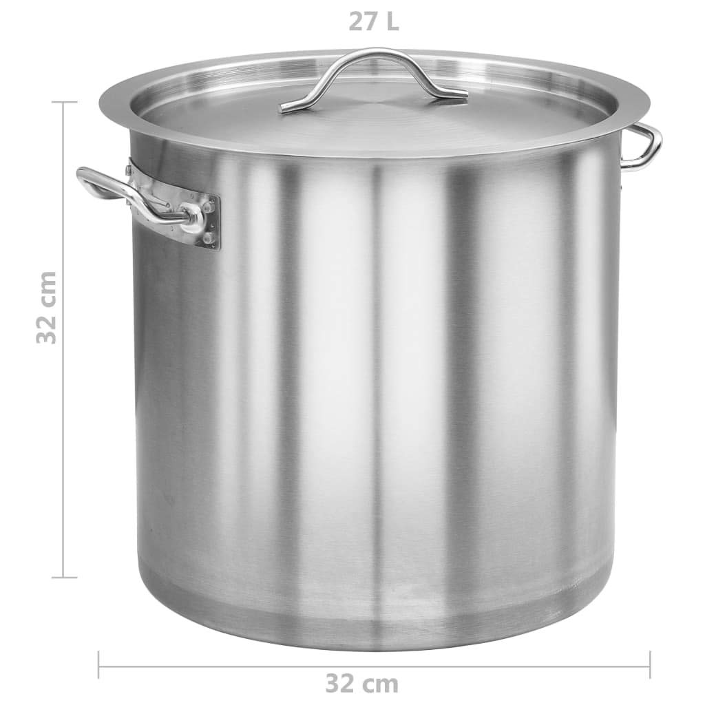 vidaXL Suppentopf 26 L Kochtopf Edelstahl 32x32 cm Induktion