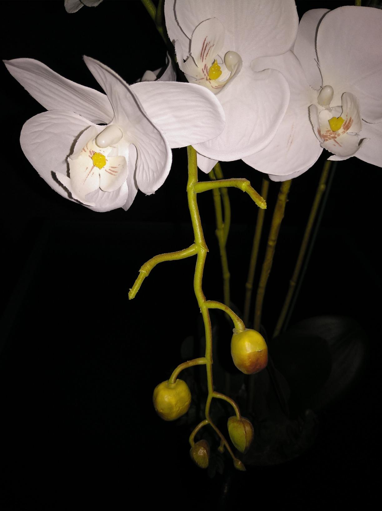 vidaXL Künstliche Orchidee weiß mit Topf 30 cm 9 Blüten