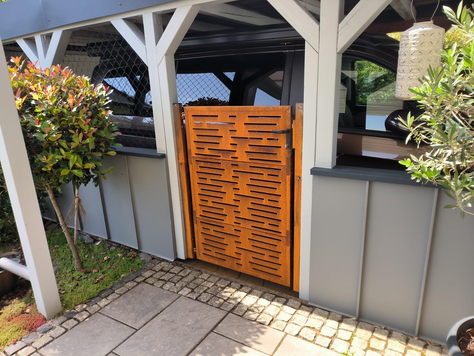vidaXL Heim & Garten Gartentor Cortenstahl 100x125 cm Quadrat-Design