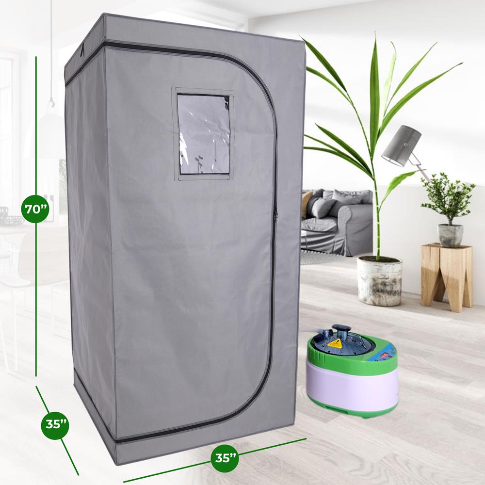Serenelife Massage Heimsauna 1600W Dampfsauna grau Klappstuhl
