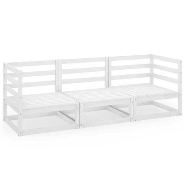vidaXL Heim & Garten Outdoor-Sofa 3-Sitzer Weiß Kiefer Ohne Kissen