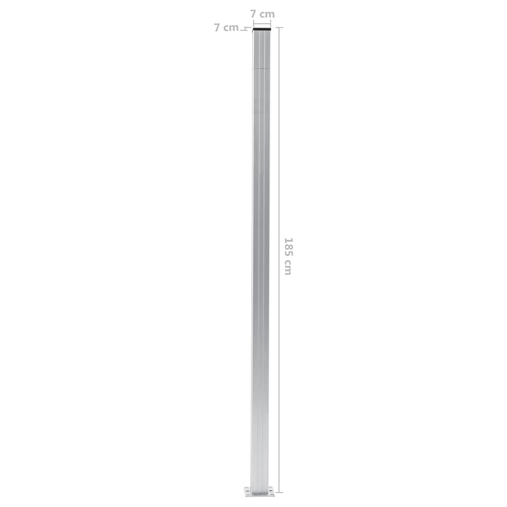 vidaXL Zaunpfosten Alu 185 cm Silber 2 Stk. mit Fuß