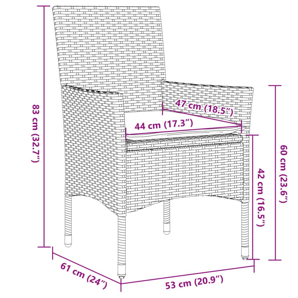 vidaXL Heim & Garten 3-tlg. Bistroset Braun Rattan Glas