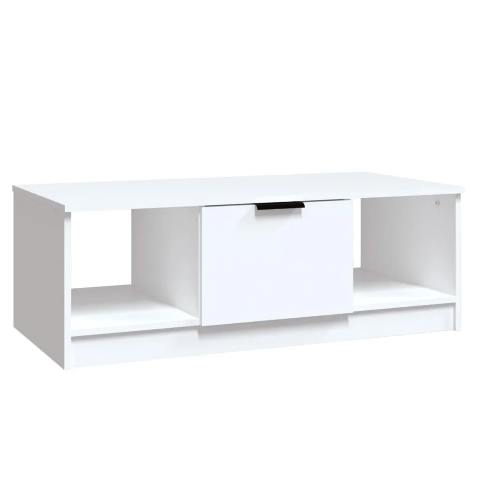 vidaXL Couchtisch 102x50x36 cm Weiß mit 3 Fächern Holz