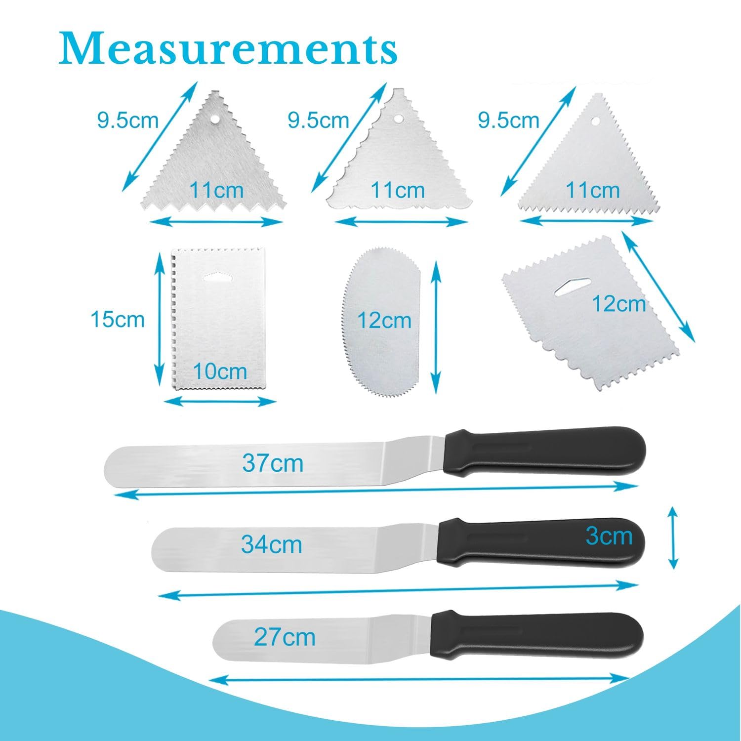 Intirilife Küche Tortenspachtel 9er-Set Edelstahl Backen