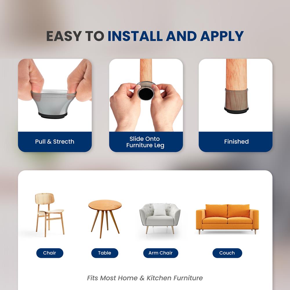 Serenelife Furniture Stuhlbeinkappen 24er Gummi Filz