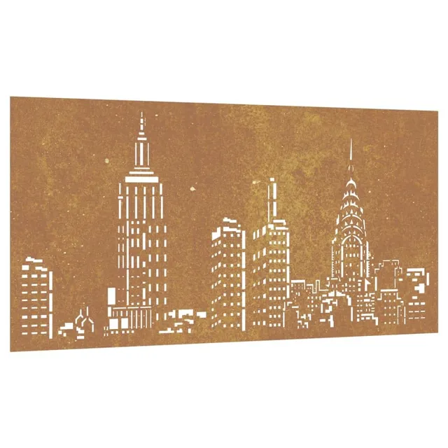 vidaXL Garten-Wanddeko 105x55 cm Cortenstahl Skyline Rost