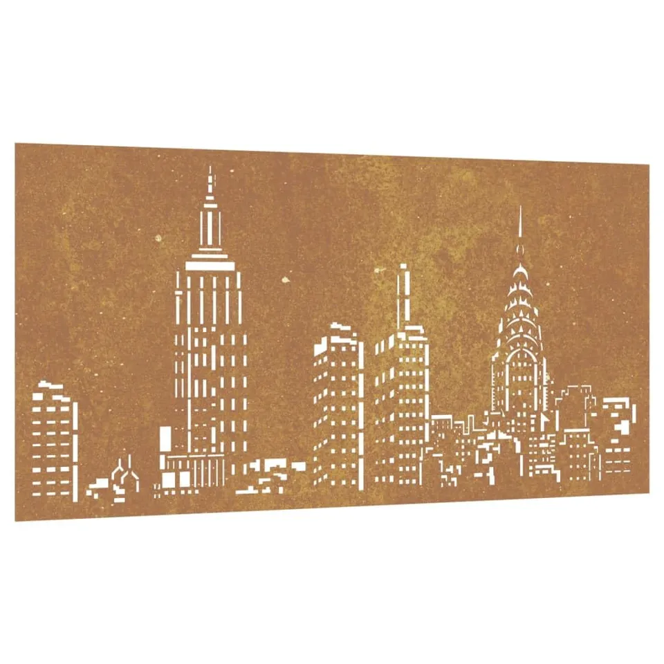 vidaXL Garten-Wanddeko 105x55 cm Cortenstahl Skyline Rost